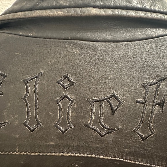 Vintage Affliction Black Leather Jacket with Embroidered Eagle - Picture 4 of 9